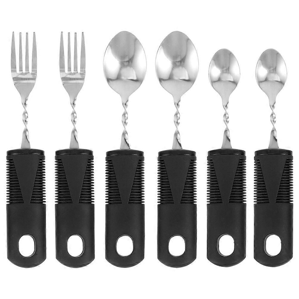 2 Sets Elderly Utensils Portable Utensils Anti-shaking Spoons Fork Adaptive Utensils
