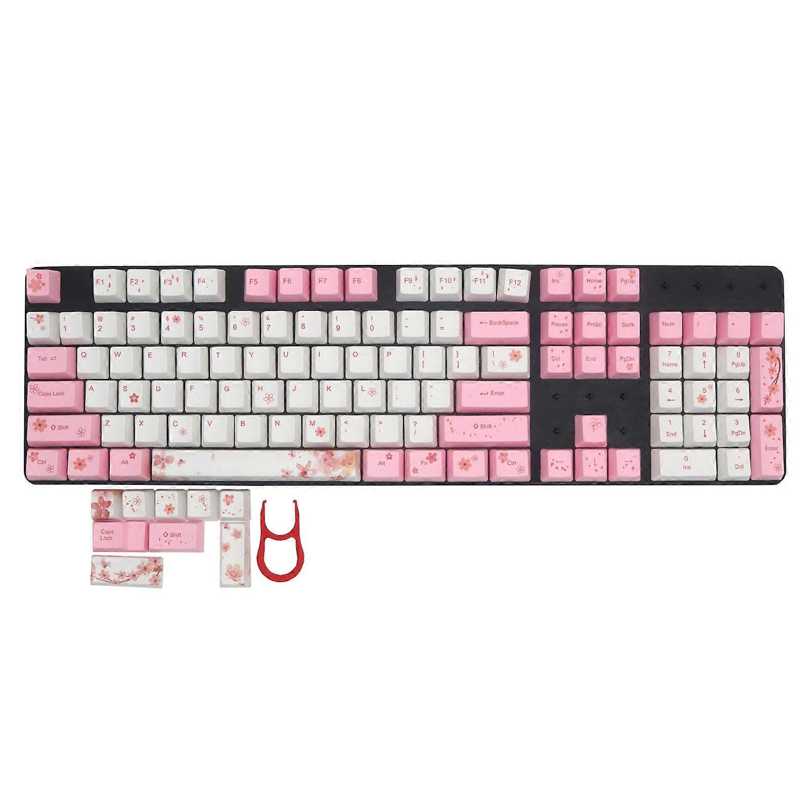 113Nycklar/set Cherry Blossom PBT 5 Sidor Färgsublimering för Tangenter för MX Switc