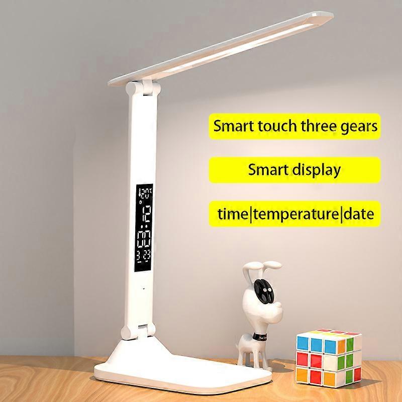 aste LED Desk Lamp with Alarm Clock, Touch Dimmable, Foldable Table Lamp, USB Charging, Battery, Night Light, Book Lamp, 3600mAh