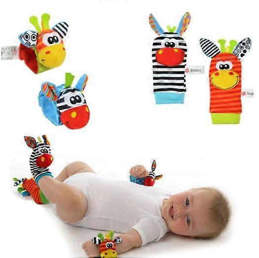 خشخيشات الأطفال حديثي الولادة أفخم لعبة الجوارب الحيوان لطيف الكرتون 4 قطع