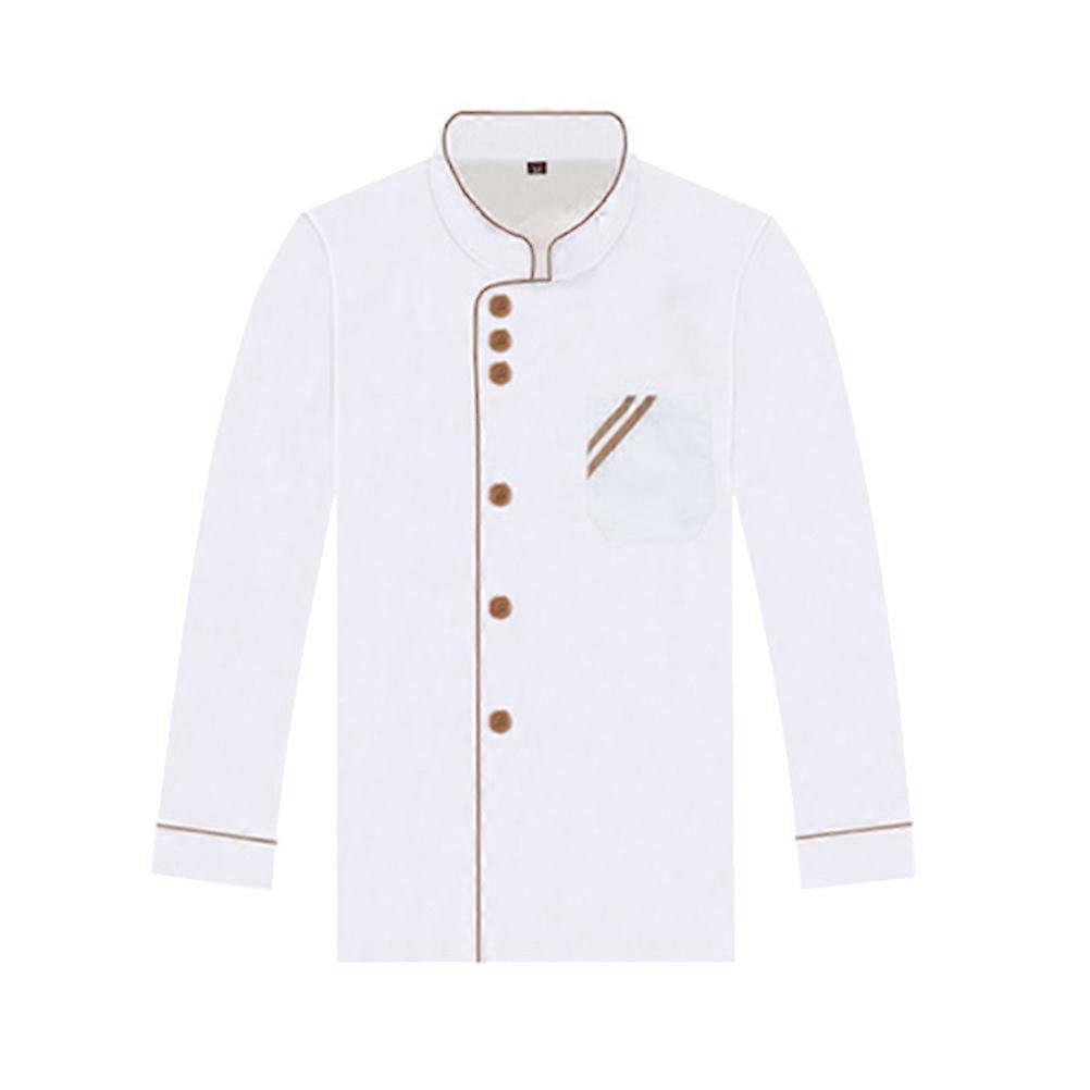 Μακρυμάνικο Chef Uniform Unisex Basical Chef Tops Catering Shirt for Bakery Hotel Restaurant - Size XL (Λευκό με Coffee Surple)