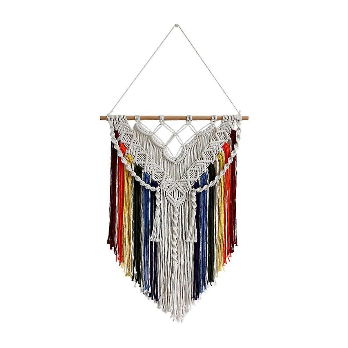 Färgglada tofsar handvävda gobelänger nordisk stil väggbonader bohemisk hemtrevlig dekorativ väggbonad A