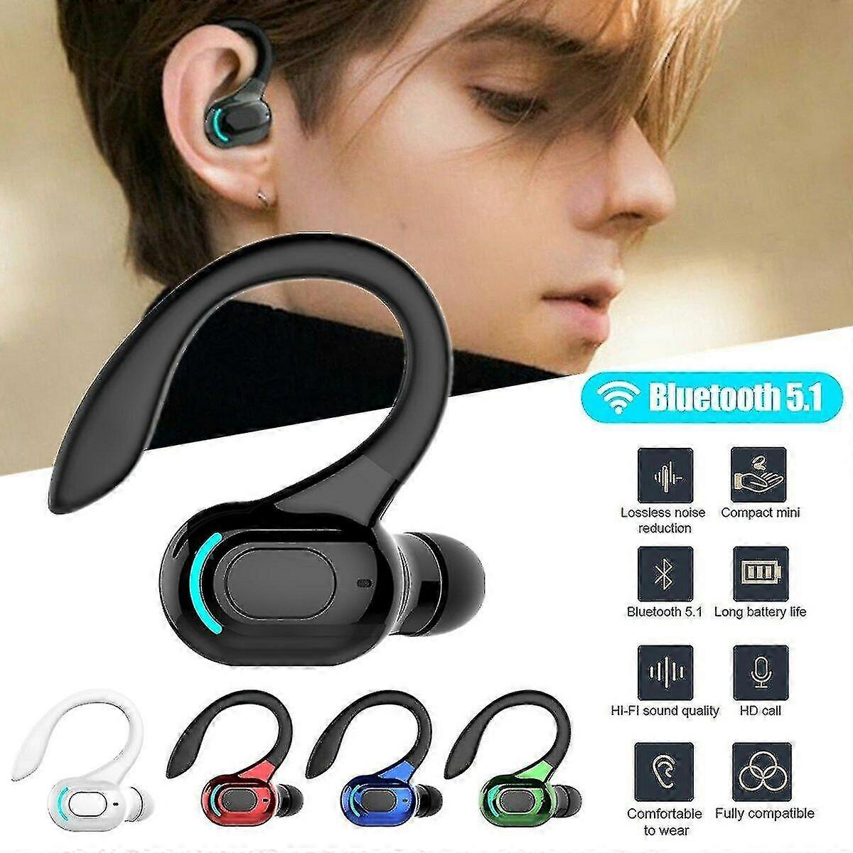 Wireless Earbuds Running Kopfhörer, Bluetooth 5.1 Kopfhörer Wireless Earbuds Kopfhörer Stereo Kopfhörer Ohrhaken Brandneues Single Ear weiß