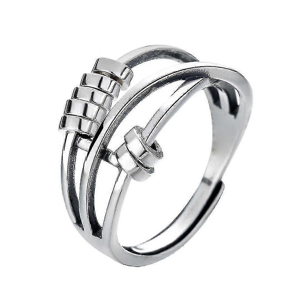 Rotatable Beaded Finger Ring For Anti-stress Relieve Anxiety Fashion Fidget Adult Female