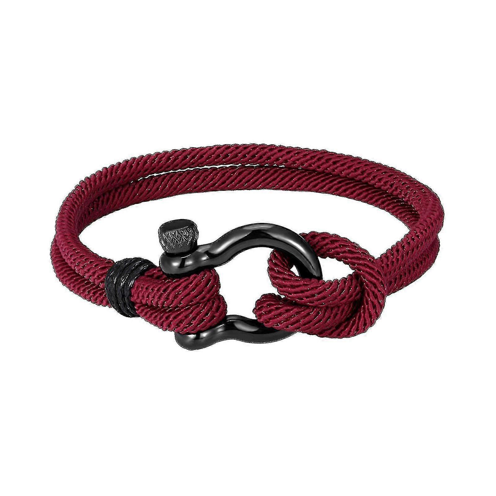 ワインレッド航海ブレスレット防水パラコードカフリストバンドスチールスクリュー付き息子の男の子のための誕生日プレゼント