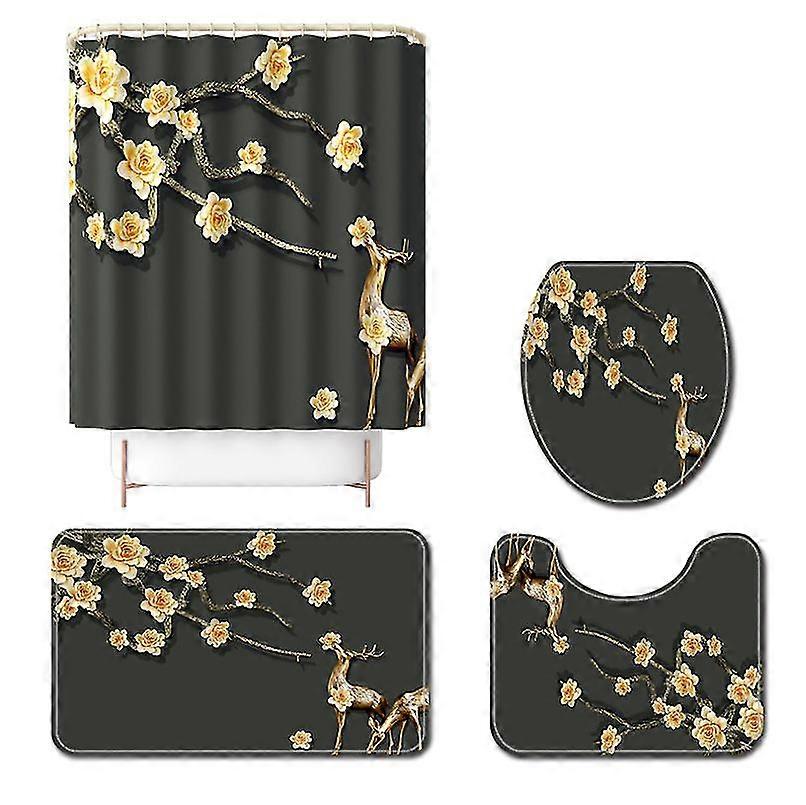 Mng Imprimé Floral Peint à la main Douche WC Carpet Set