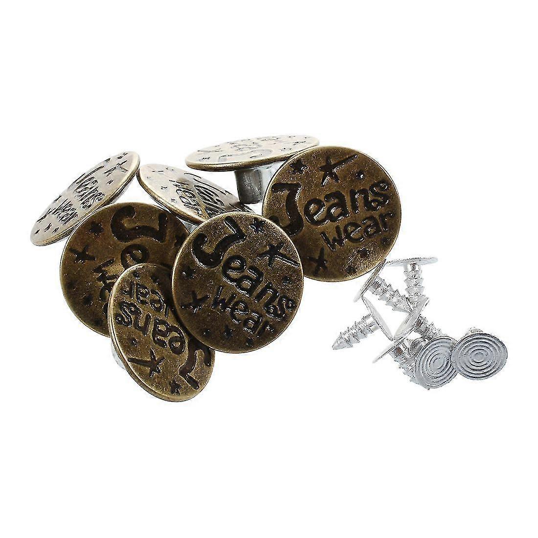 7pcs Letters Pattern Lock Inside No Sew Jeans Tack Buttons 20mm Dia