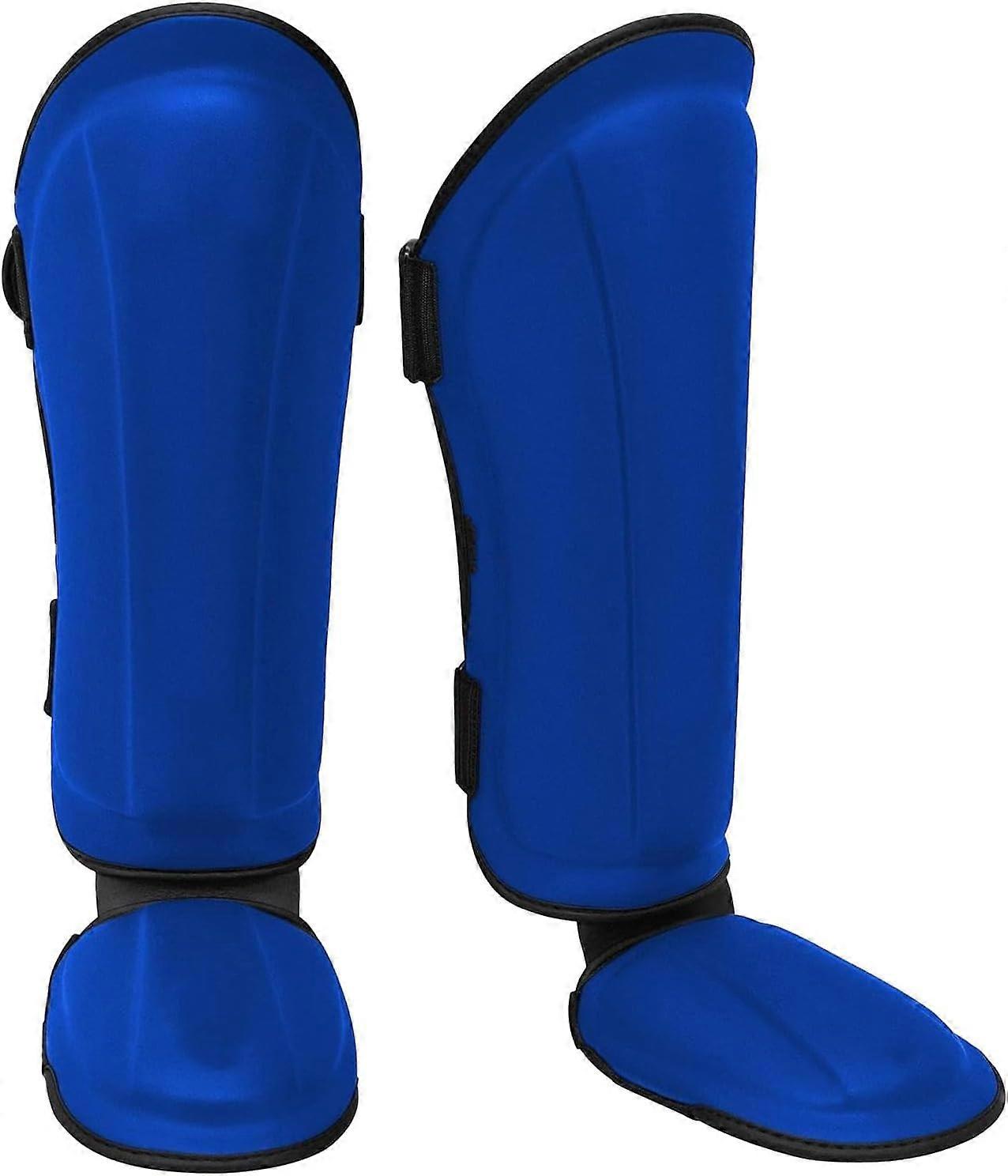 Muay Thai Shin Guards Leg Instep Protection Boxing Gear Leg Foot Guards Shinfor Sparring Martial Arts Sanda(Blue,XL)