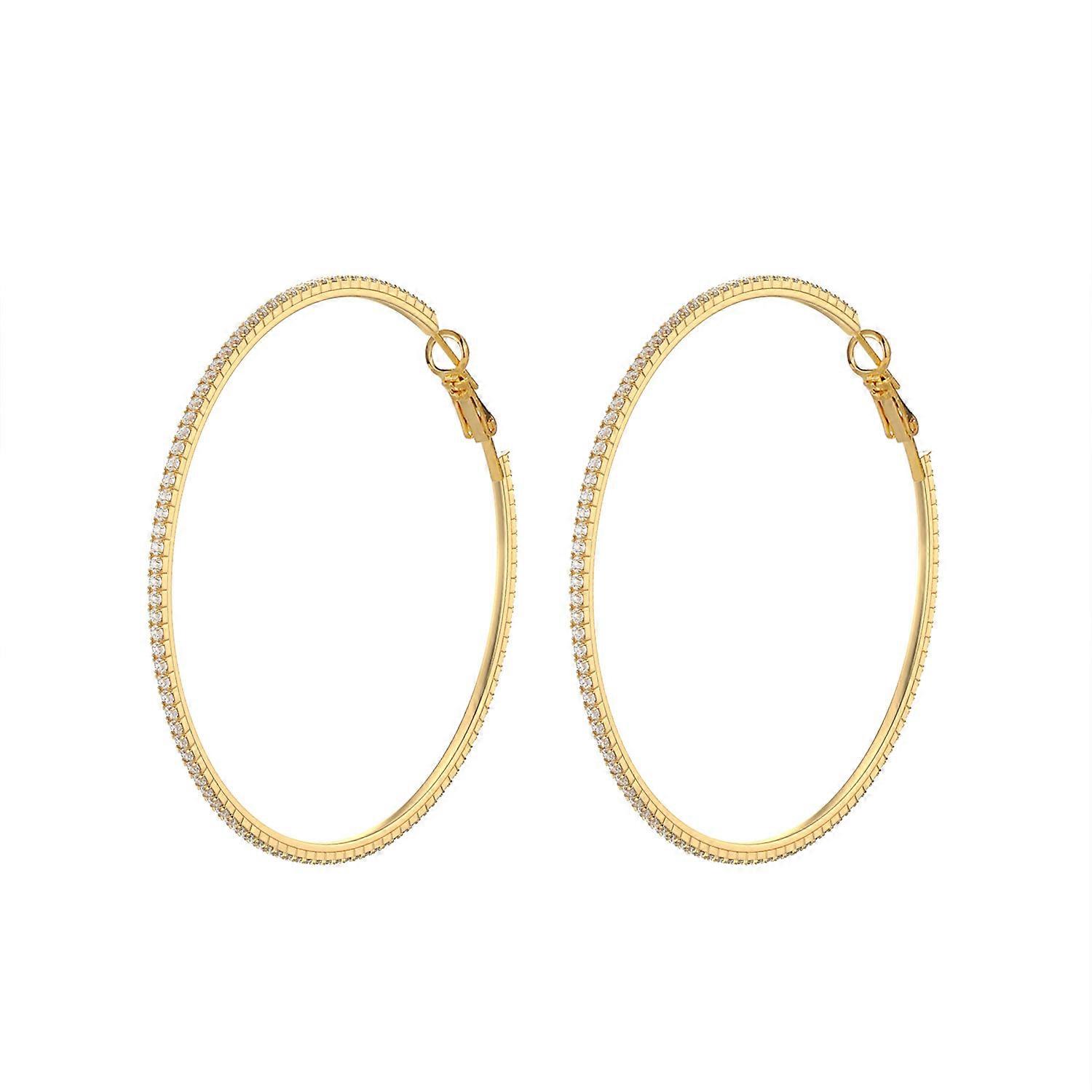 Gold Plated Big Rhinestone Hoop