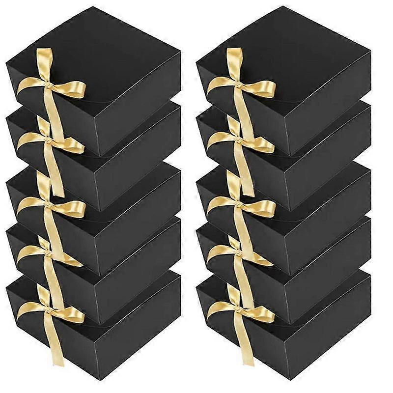 10 db-os fekete ajándékdoboz fedéllel, 8x8x4 hüvelykes vőlegényi lánykérés doboz, luxus fekete ajándékdoboz szalaggal esküvői dobozhoz