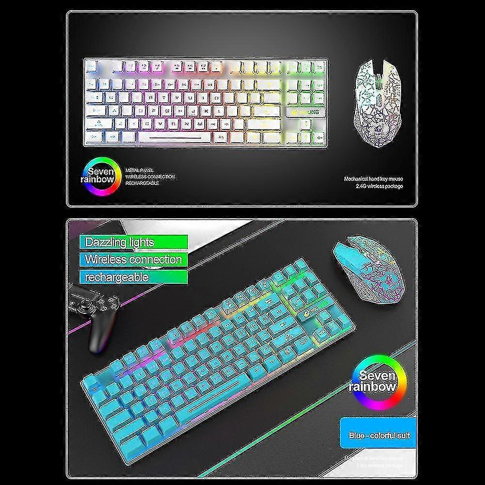 Ziyou Lang Wireless Gaming Keyboard And Mouse Combo,blue