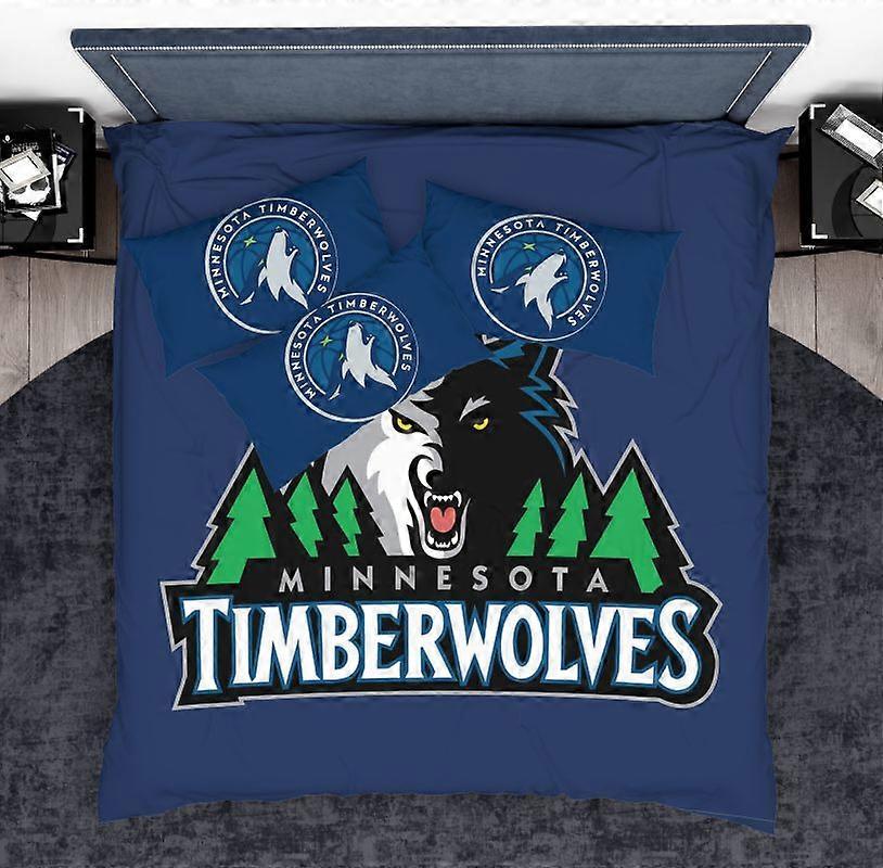 v4618 Lenzuola NBA Minnesota Timberwolves Set Copripiumino Copripiumino Doona Copriletto Lenzuola IU4618