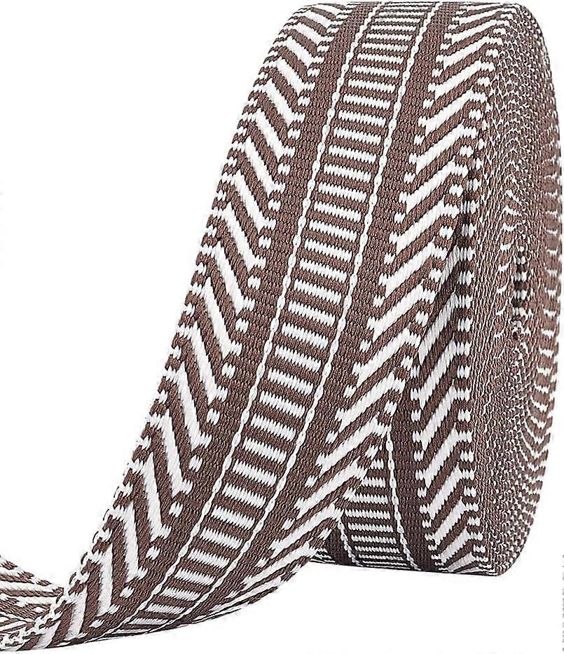 5 Yards Striped Webbing Ribbon Craft Striped Ribbon 1-1/2 inch(39mm) Wide Polyester Ribbon Camel White Striped Cotton Webbing Twill Ribbon for Backpac