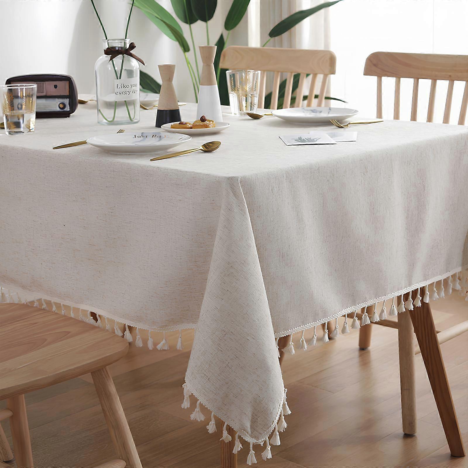1pcs hemp color tablecloth--bamboo hemp + tassels