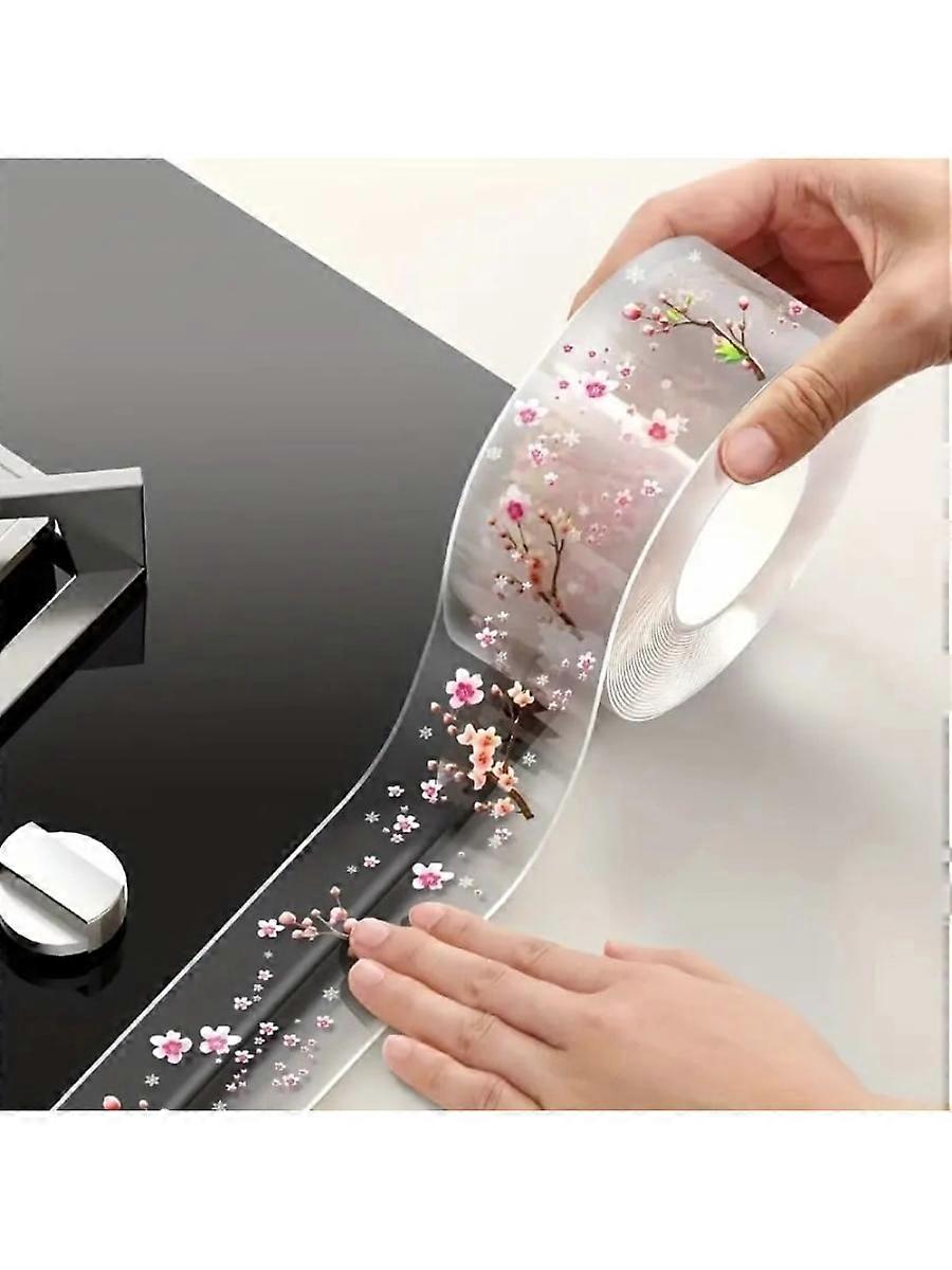 1 قطعة شريط مقاوم للماء مطبوع شفاف مقاوم للماء ، بطول 3 أمتار ، لملء فجوات موقد المطبخ أو مرحاض الحمام أو زاوية الحائط أو اللوح