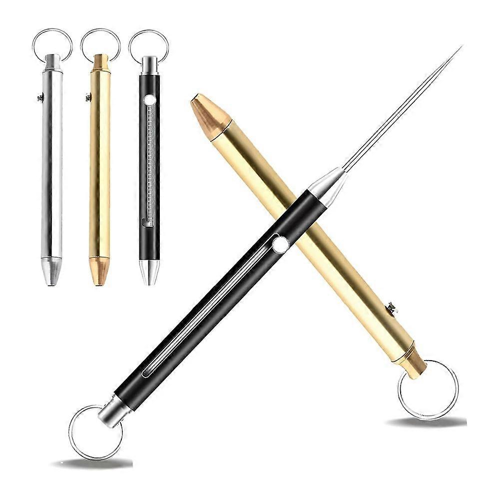 Portable Titanium Toothpicks Toothpick Reusable with Stainless Steel Toothpick Holder Keychain Tele