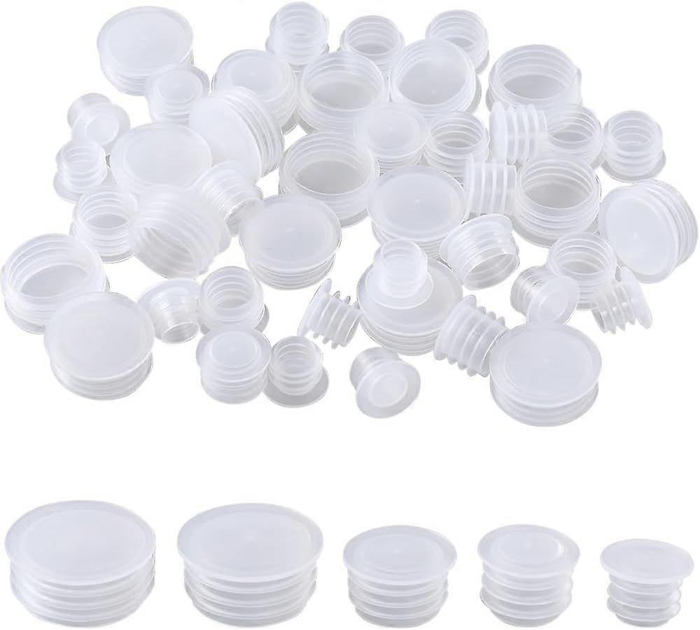 50PCS 5 Sizes Plastic Bottle Salt and Pepper Shaker Stoppers 23/64 to 25/32 Inch Replacement Plug Reusable Clear Round End Insert Bottle Inner Plugs f