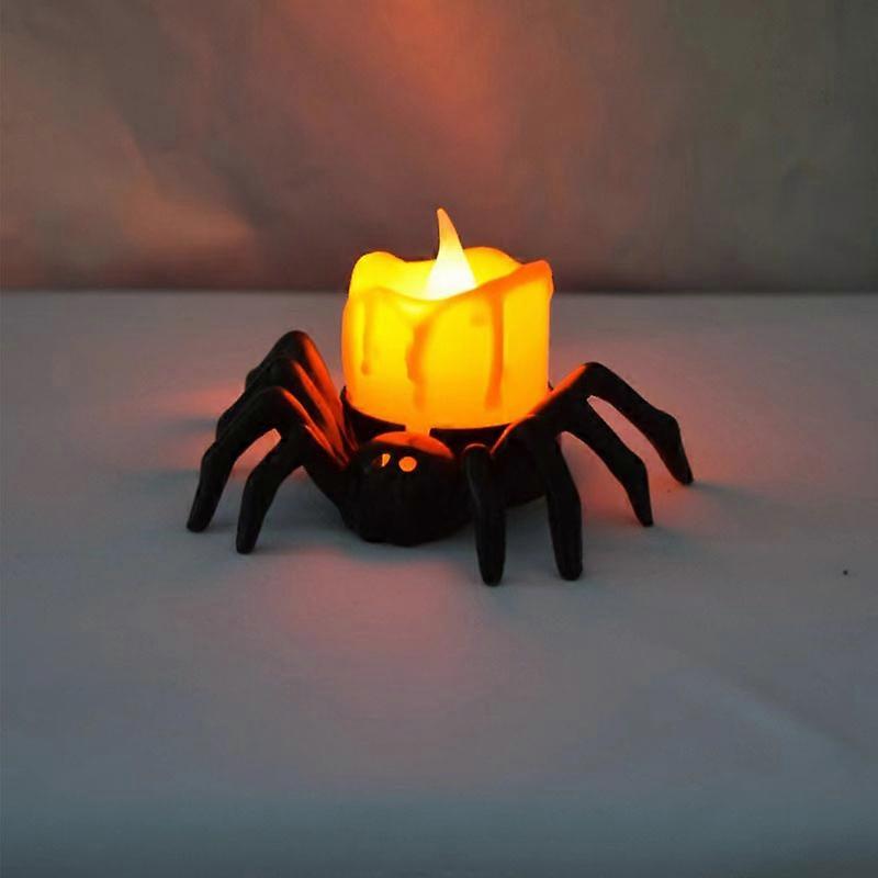 LED Candle Light with Orange Spider Pattern for Halloween