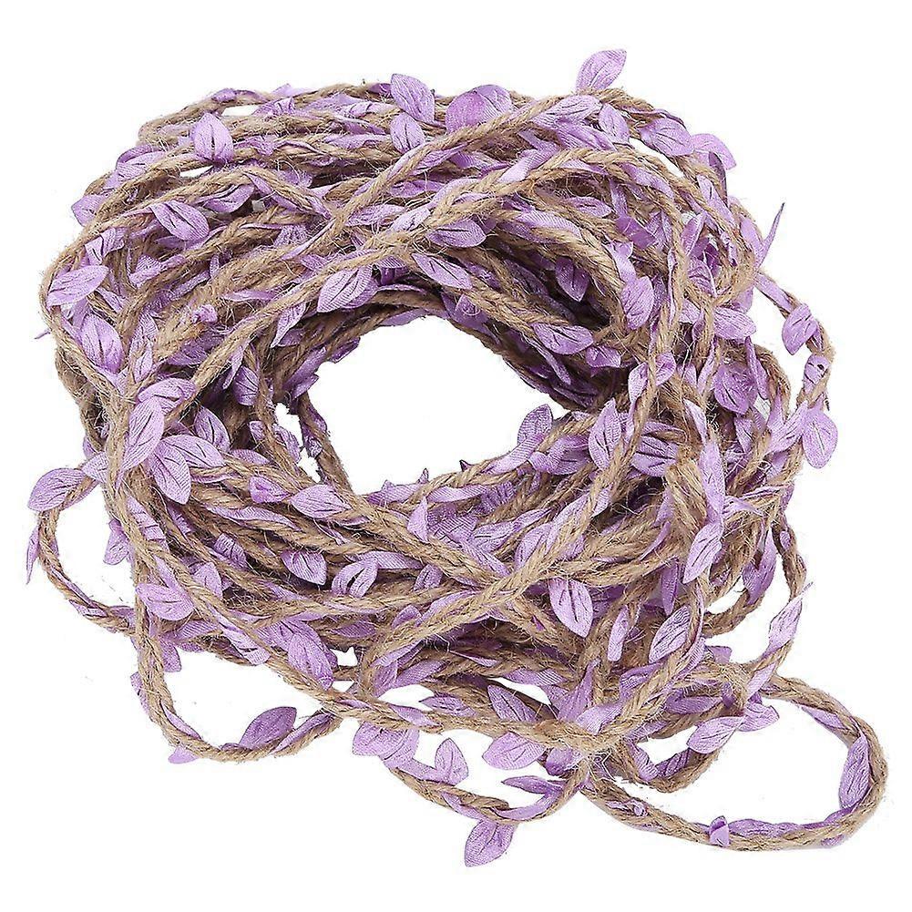 10 Meters Artificial Leaf Ribbon Braided Garland Weaving Hemp Rope Bouquet DIY AccessoriesPurple