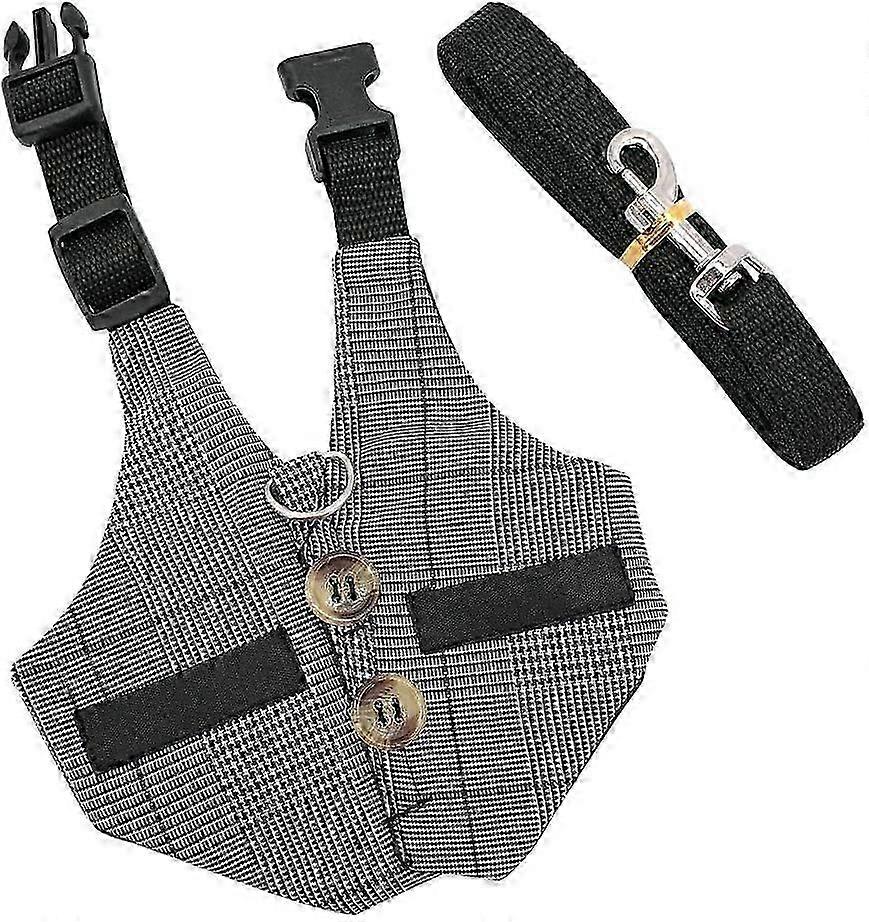 Rabbit Harness, Multipurpose Adjustable Soft Pet Rabbit Walking Harness Leash Lead Gentlemanly Style Bunny Vest for Small Animal (S)