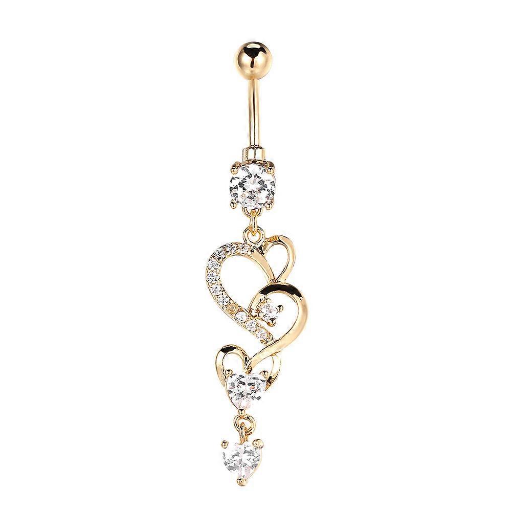 Elegant Hypoallergenic Heart-Shaped Dangle Navel Ring