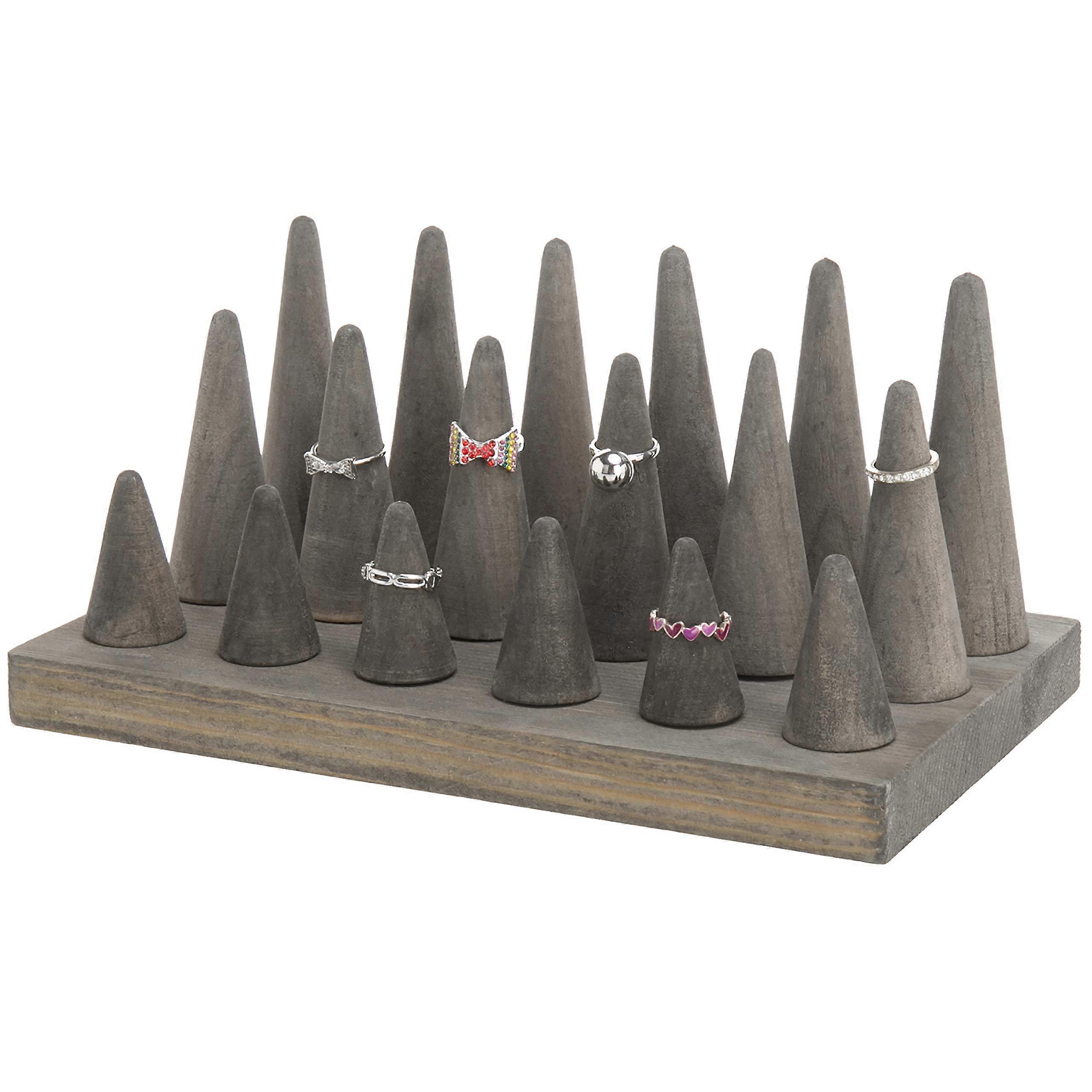 Vintage Wood 18-Cone Jewelry Holder Peg Board for Rings and Accessories, Rustic Design, Organizing Display, Elegant Storage Solution
