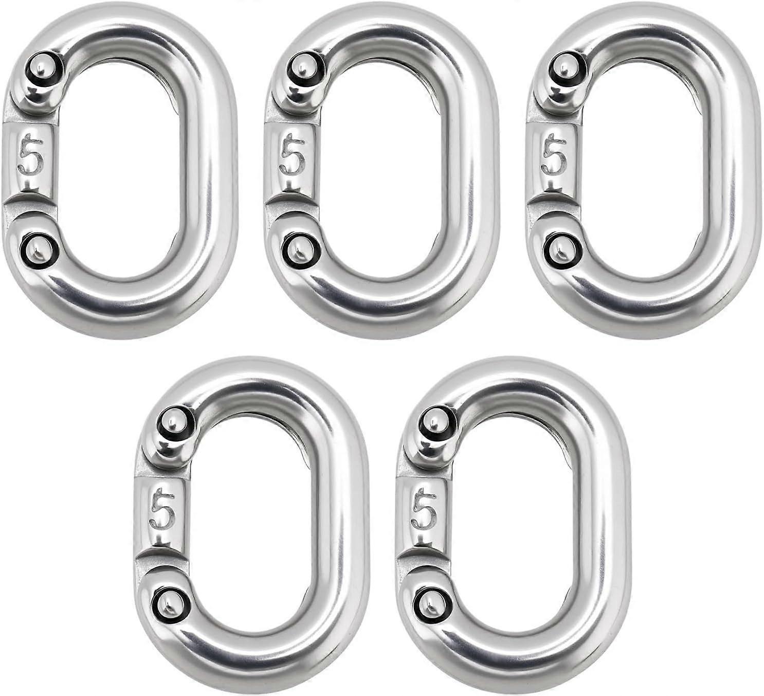 5pcs 5mm 316 Stainless Steel Split Connecting Chain Links Heavy Duty Chain Link Connector C-Shaped Split Connection for Chain Connection Marine Grade