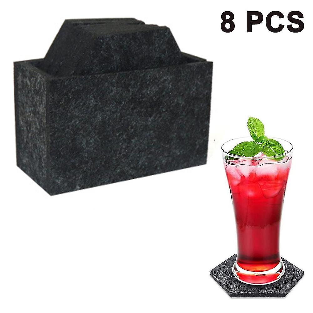 8pcs Hexagon Coasters For Drinks Absorbent Felt Coasters