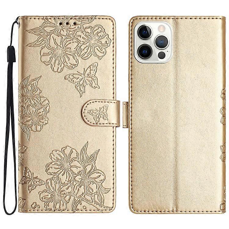 Compatible For iPhone 16 Pro Max Case Wallet PU Leather Phone Cover Butterfly Flower Pattern