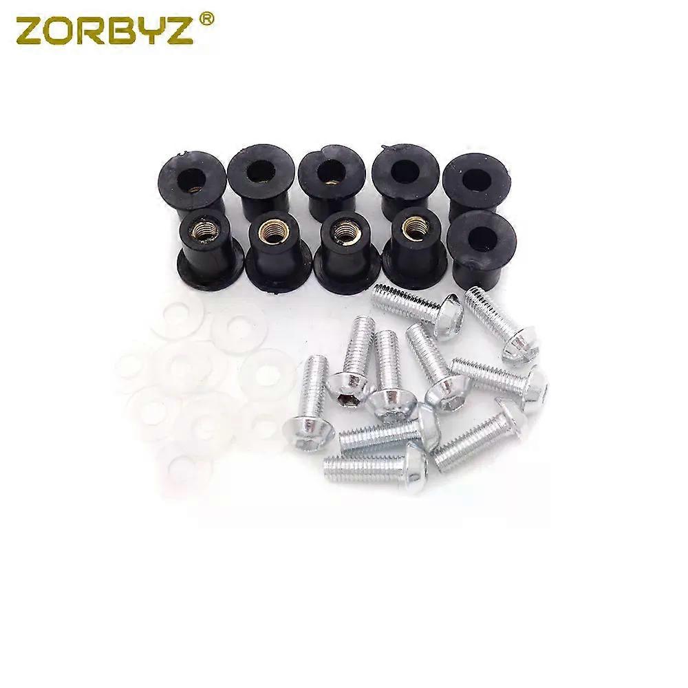 10Pcs M5 Motorcycles Windshield Windscreen Screws Bolts Kit Well Nuts Washers MAXP