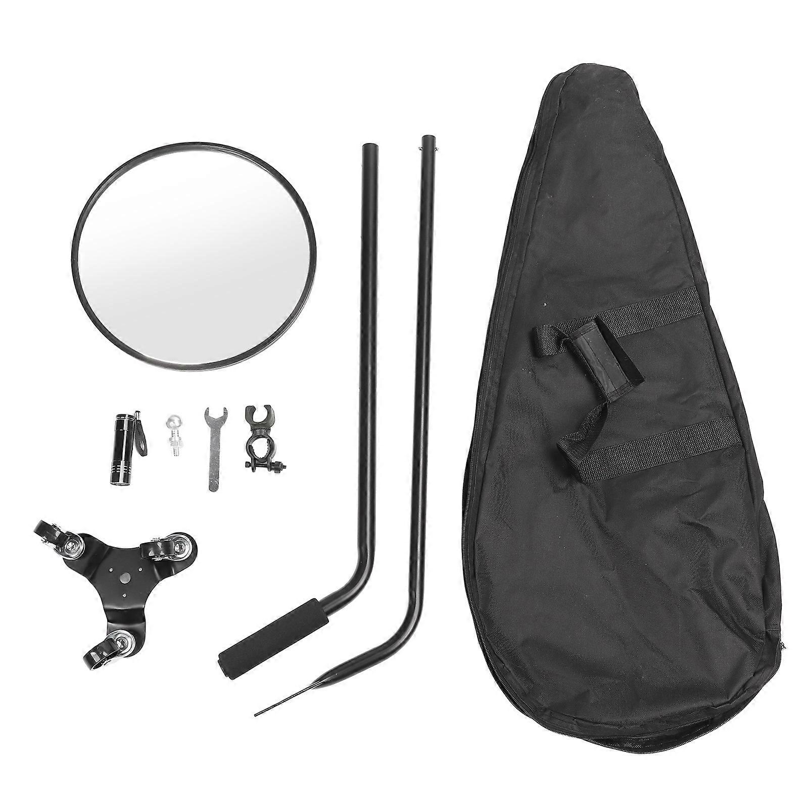 Under Vehicle Inspection Mirror, LED Light Telescopic Angle Mirror, Adjustable Lens Convex Search Mirror