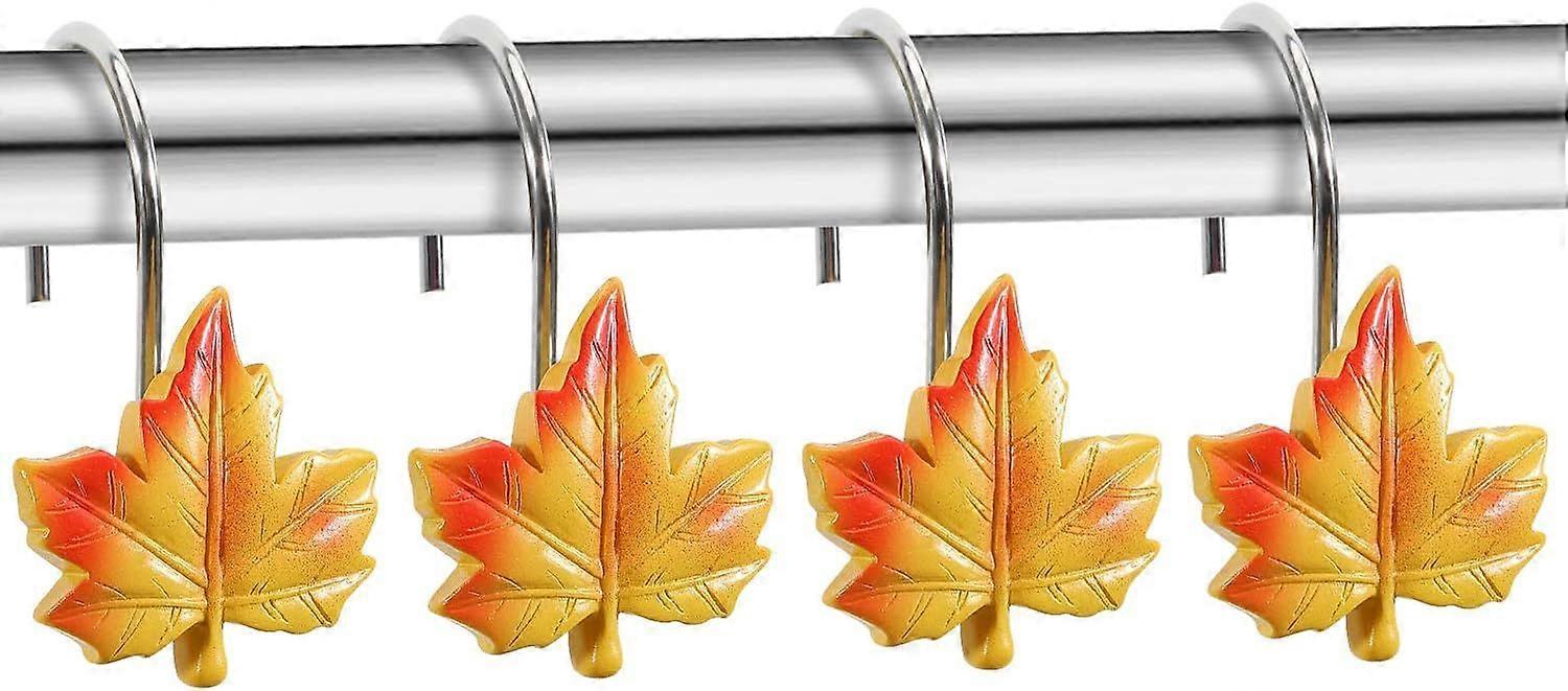 Maple Leaf Shower Curtain Hooks, 12Pcs Thanksgiving corative Shower Curtain
