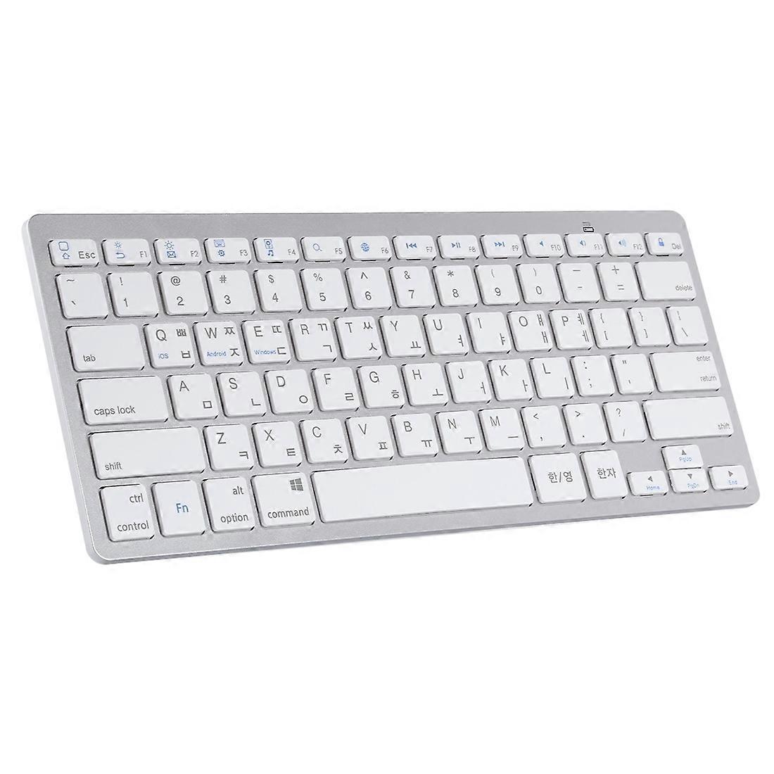 Ultra-Slim Wireless Bluetooth Keyboard (Korean Language) for Android Windows iOS-Silver
