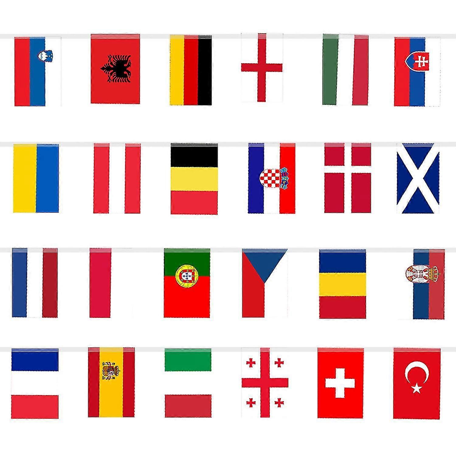 2024 EURO Football Championship Bunting Flags - European Flag Bunting - with 24 Participating Teams Flags for Garden, Ba