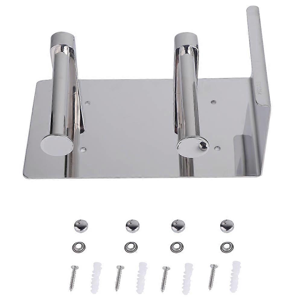 Double Layer Wall Mount Stainless Steel Toilet Paper Holder with Tissue Dispenser, Modern Design, Durable and Easy to Install