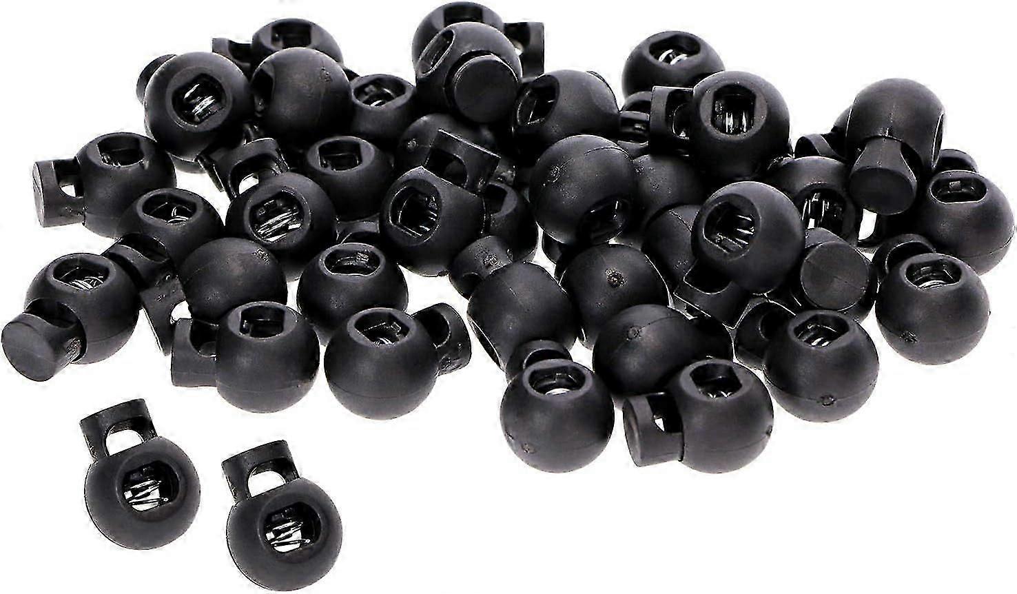 Plastic Round Spring Loaded Toggle Stopper Black Single Hole Bungee Shock Cord