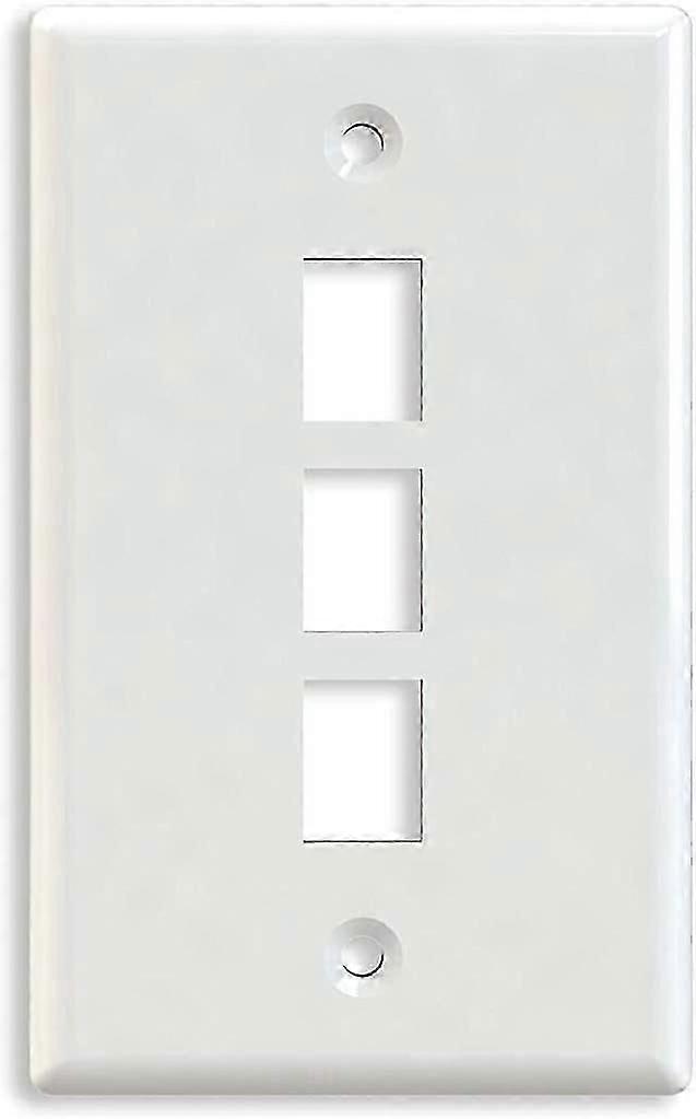 Plastic Switch Panel 3 Port Wall Plate Trapezoidal Jack (White) 5 pieces