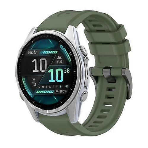 For Garmin Fenix 8 AMOLED 43mm Pure Color Steel Buckle 20mm Silicone Watch Band