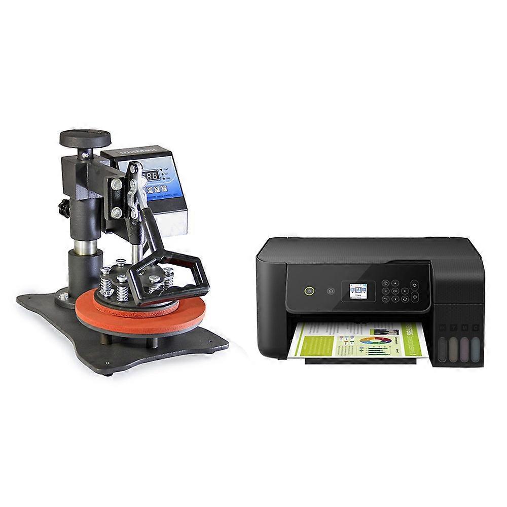 20cm Plate Heat Press Machine Sublimation Printing Plates Transfer + Printer