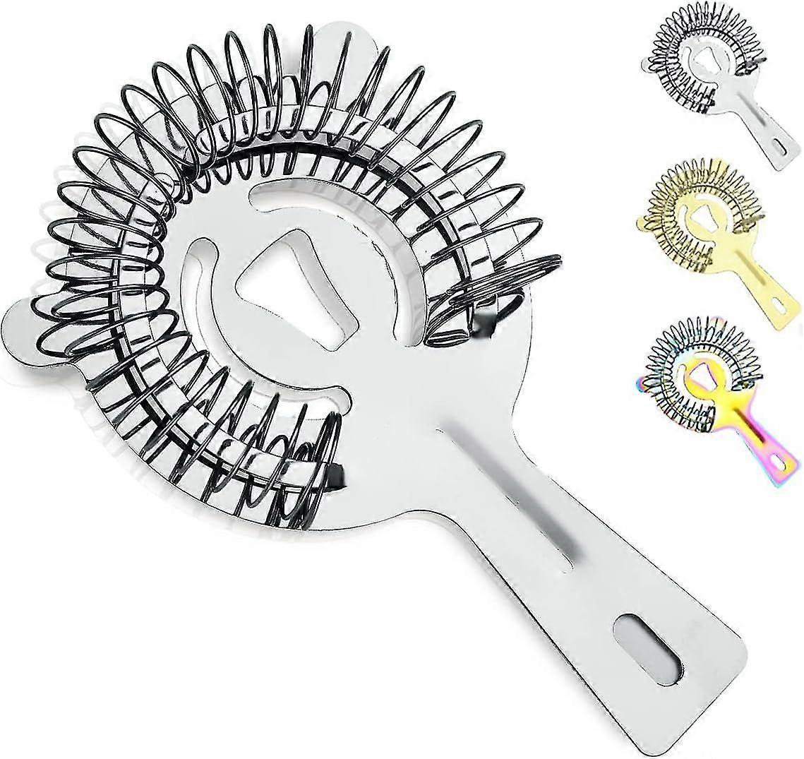 Cocktail Strainer - Stainless Steel Cocktail Bar Strainer With High-density Spring - Ice Bar Shelf Strainer For Bartenders And Water Filtering (silver
