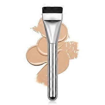Pincel de fundação plana, pincel de maquiagem coreano Espátula Facial Brush para fundação, pincel de maquiagem facial premium para misturar creme (prata)