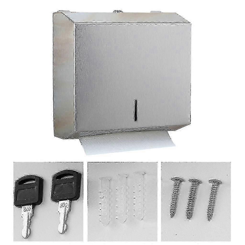 موزع مناشف ورقية مثبت على الحائط من الفولاذ المقاوم للصدأ سعة كبيرة حمام مطبخ منديل مربع حامل مع تصميم قفل