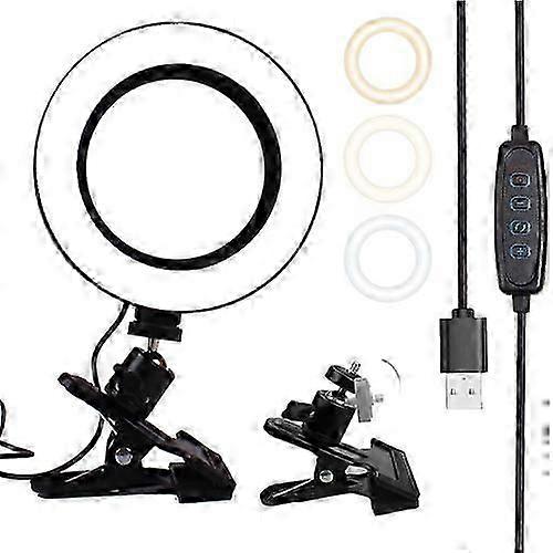 6 inch Strong Clip Fill Light With Adjustable Temperature LED Ring Light Desktop Computer Clip Light
