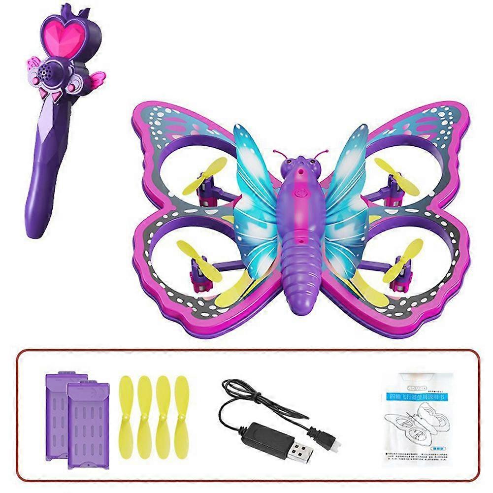 Butterfly Quadcopter UAV with Gravity Induction Stunt Rolling LED Lights 2.4G Remote Control for Kids Beginners Easy to Fly Removable Battery