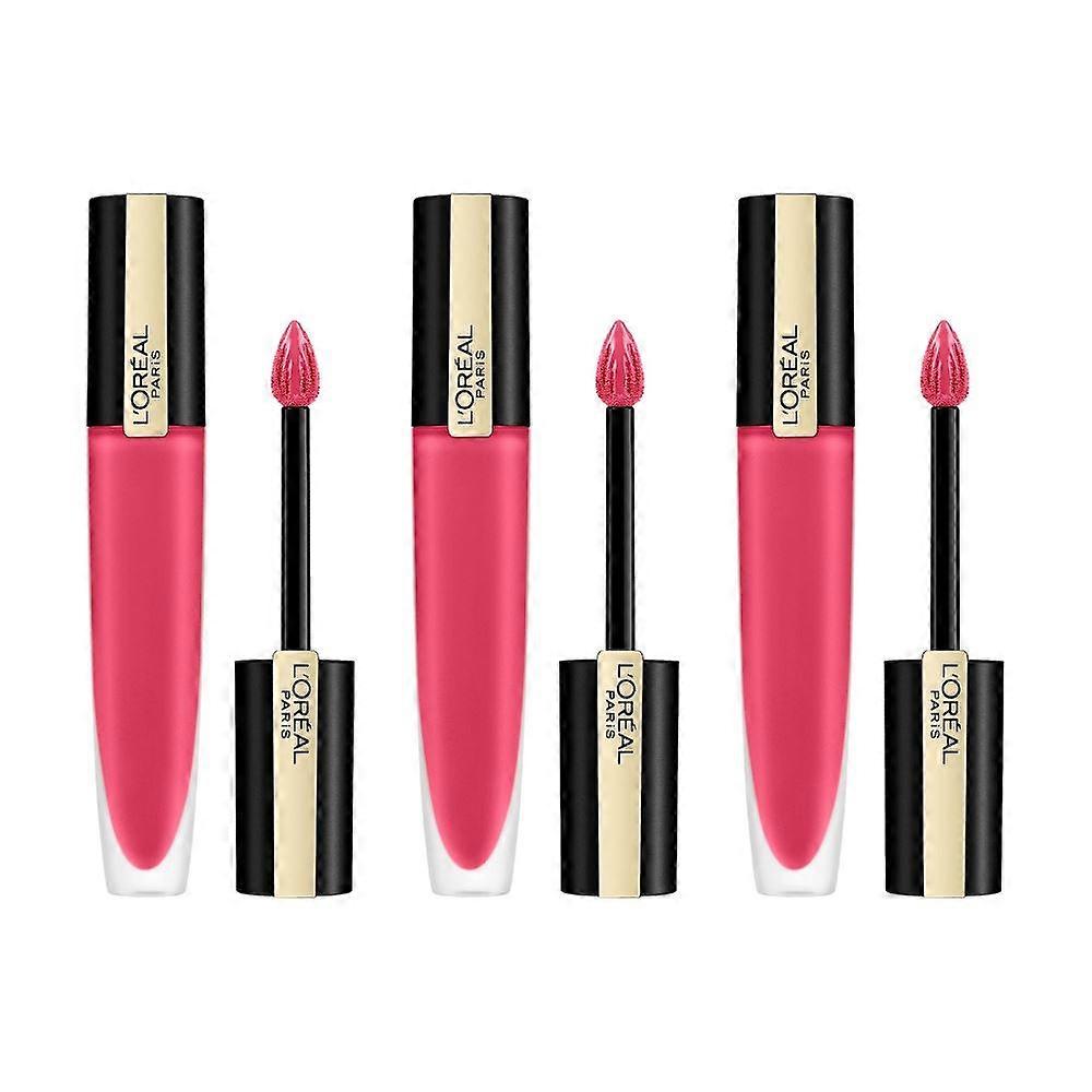3 x L'Oreal Paris Rouge Signature Matte Lipgloss - 128 I Decide