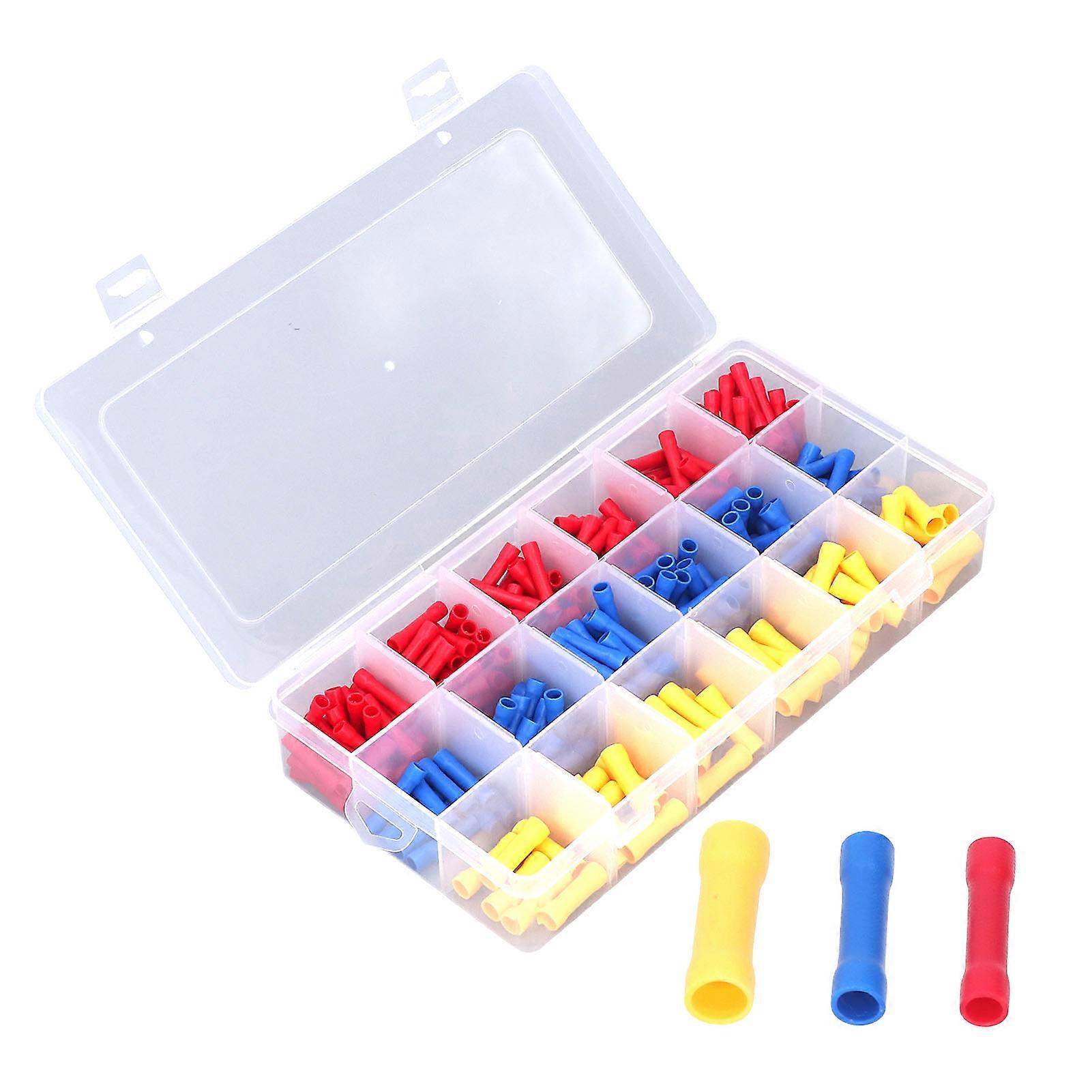 300Pcs Crimp Terminal Butt Connectors Brass PVC Corrosion Proof Robust Insulated Wire Terminal