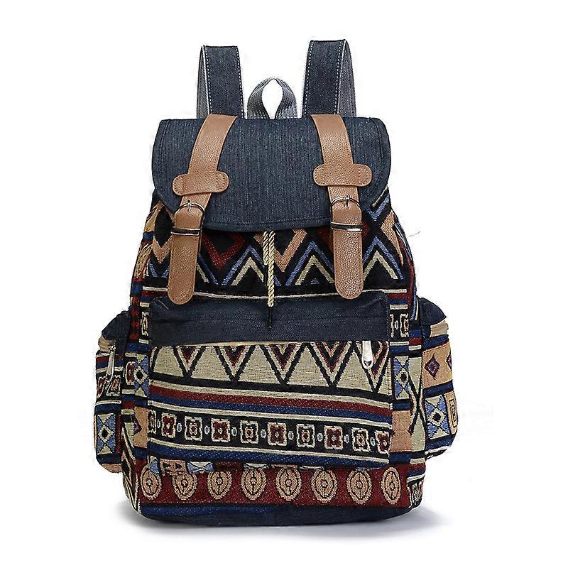 Women Canvas Vintinge Backpack Ethnic Backpack Bohemian Backpack Schoolbag  Multi