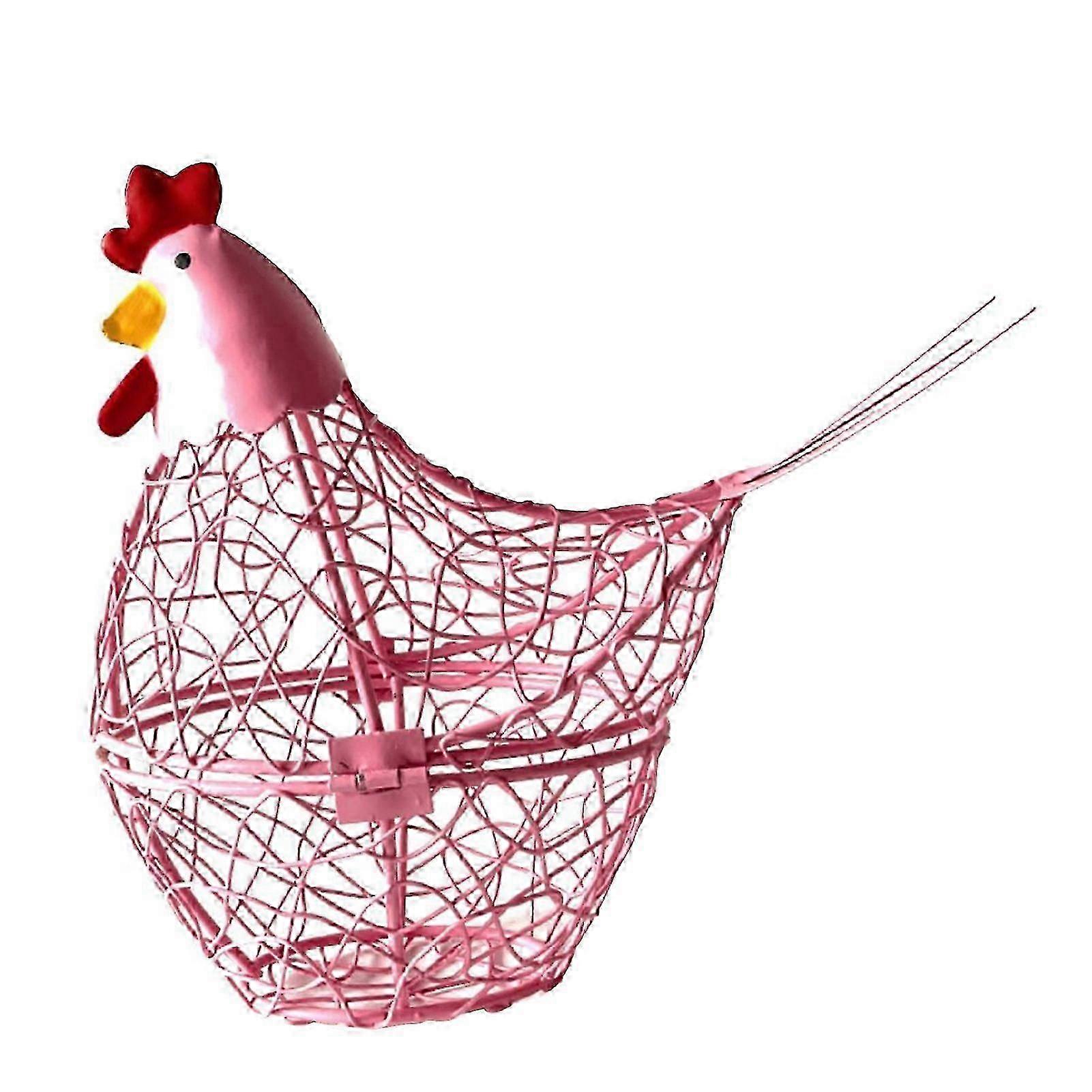 for KAESI Iron Wire Chicken Shaped Egg Basket for Easter Eggs Storage & Kitchen Decor