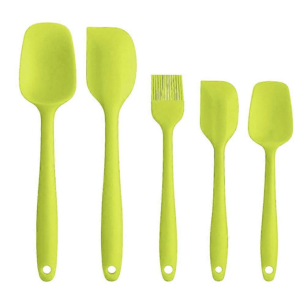 Silicone Cream Scraper 5-Piece Set Silicone Scraper Integrated Cake Cream Spatula Baking Tool-Green