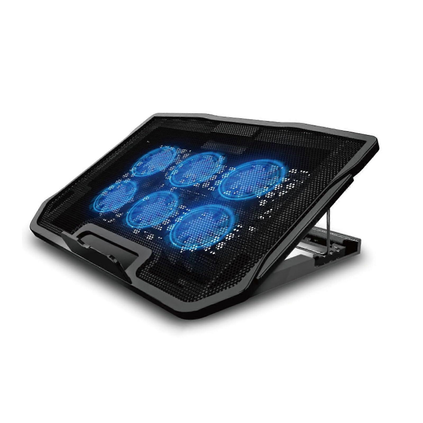 Ultra-Slim Laptop Cooling Pad with 6 Quiet Fans - Adjustable Height Notebook Cooler for Enhanced Performance